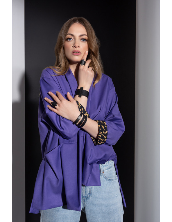 Black leather bracelet with matte stainless steel, handcrafted