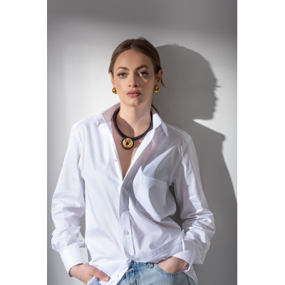 Golden stainless steel half-sphere stud earrings 2