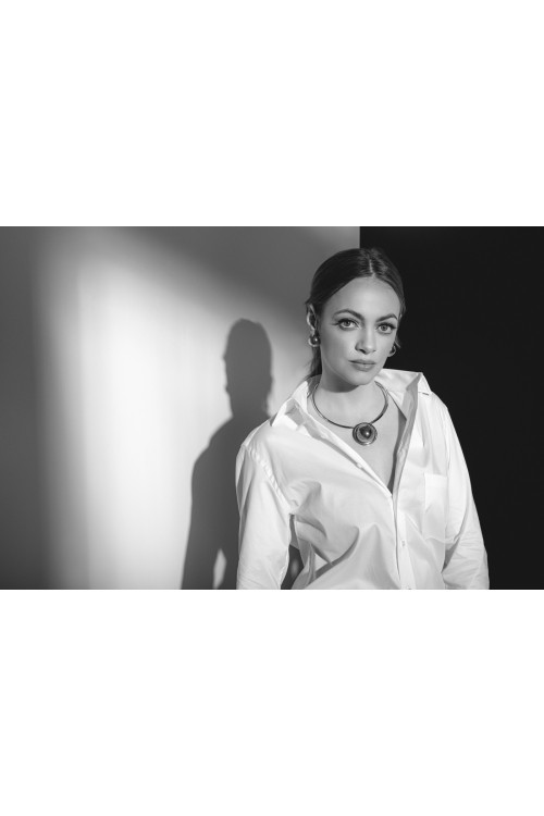 Silver stainless steel half-sphere stud earrings