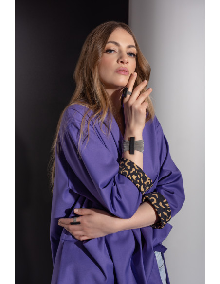 Bracelet made of steel mesh and black stainless steel with magnetic clasp