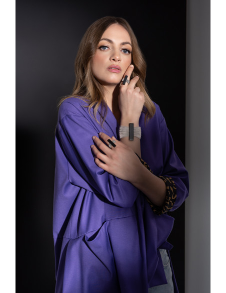 Bracelet made of steel mesh and black stainless steel with magnetic clasp