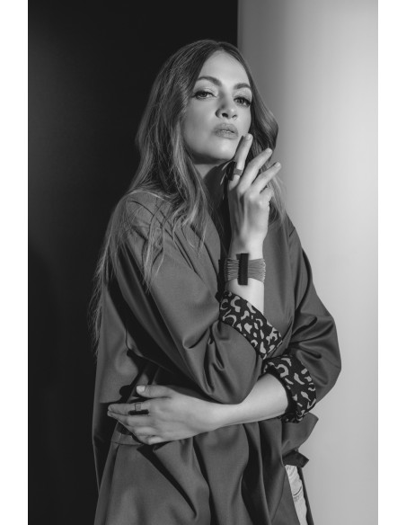 Bracelet made of steel mesh and black stainless steel with magnetic clasp