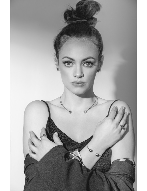 Gold-plated stainless steel ring with beads