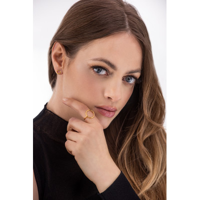 Delicate gold stainless-steel hoop earrings on stud posts 2