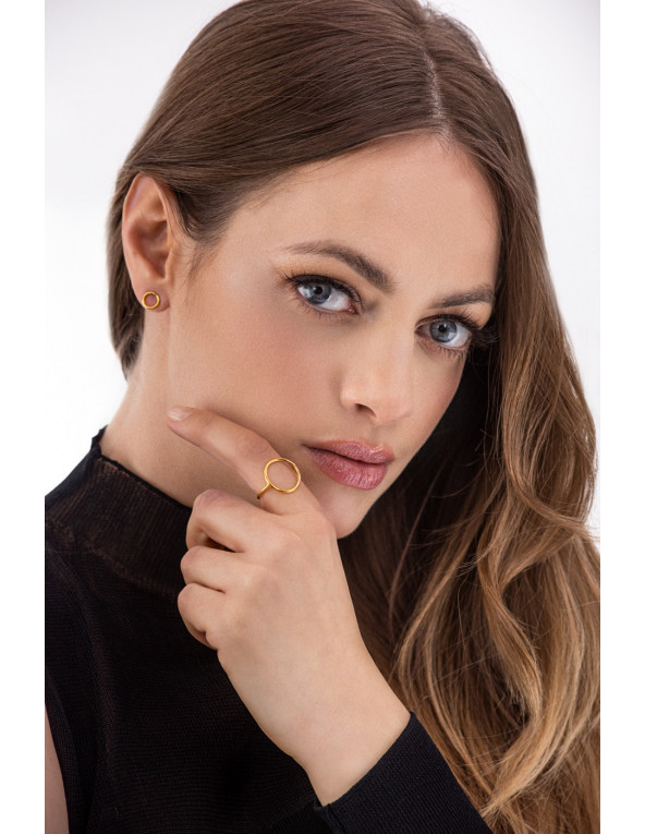 Delicate gold stainless-steel hoop earrings on stud posts