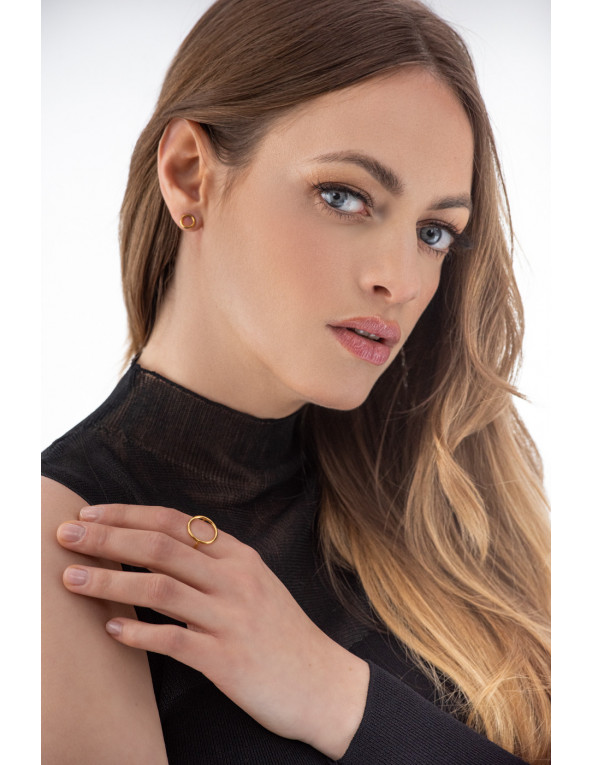 Delicate gold stainless-steel hoop earrings on stud posts