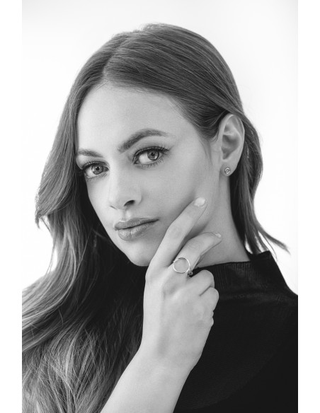 Delicate stainless steel hoop earrings on stud closure