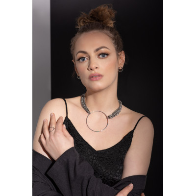 Delicate round silver stainless steel hoop earrings 2