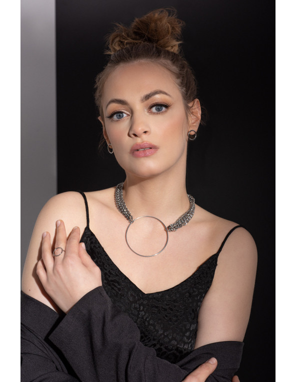 Delicate round silver stainless steel hoop earrings