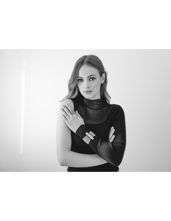 Silver stainless steel ring with fine steel mesh