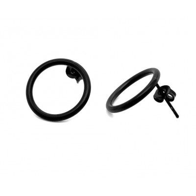 Black matte stainless steel hoop earrings