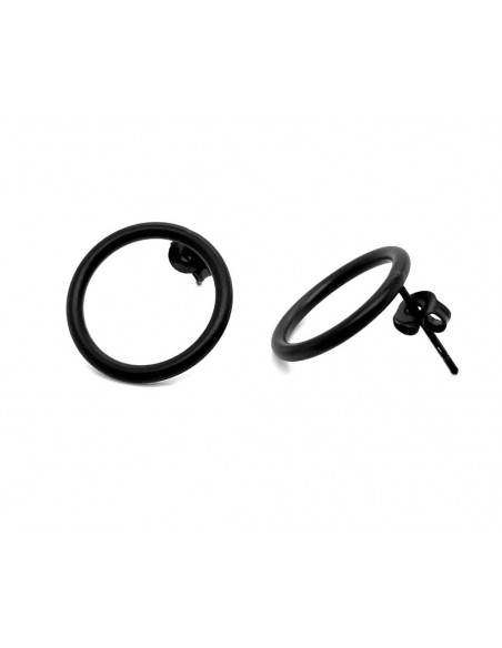Black matte stainless steel hoop earrings
