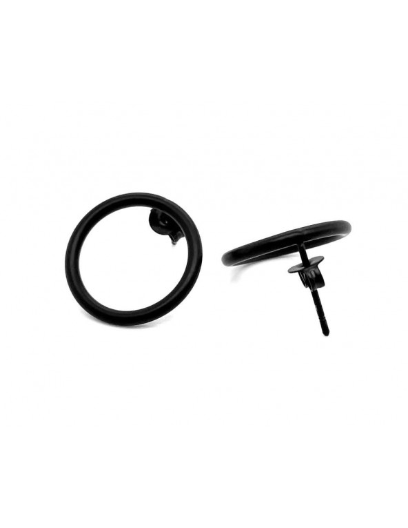 Black matte stainless steel hoop earrings