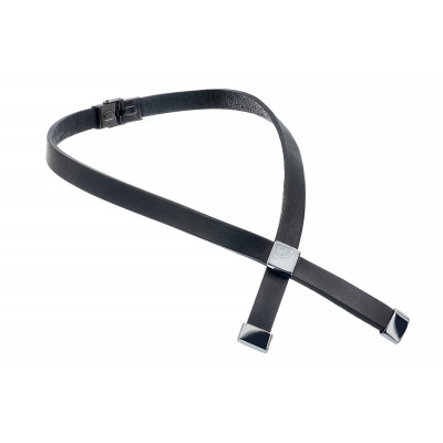 Necklace made of black leather and polished stainless steel with adjustable clasp
