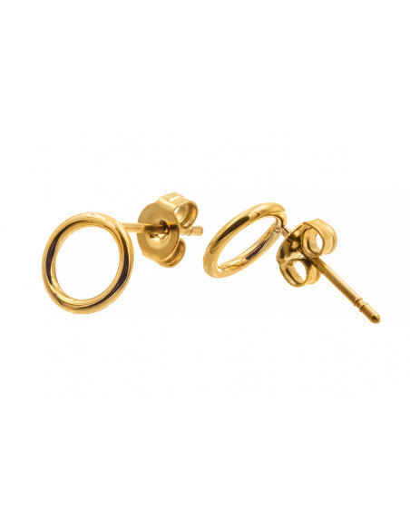 Delicate gold stainless-steel hoop earrings on stud posts