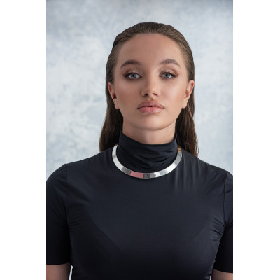 Stylish silver stainless steel choker, 1 cm wide with polished finish 2