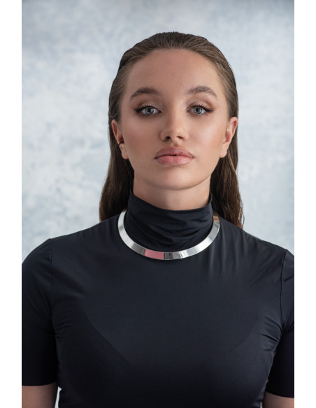 Stylish silver stainless steel choker, 1 cm wide with polished finish