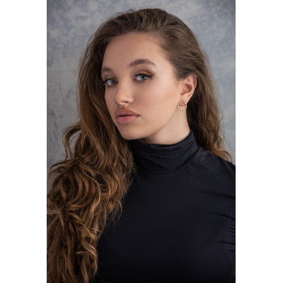 Delicate gold stainless steel hoop earrings on stud closure 2