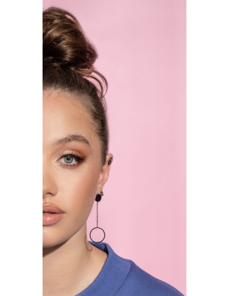 Set of 3 different matte black stainless steel earrings