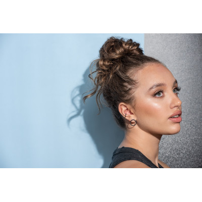 Black matte stainless steel hoop earrings 2