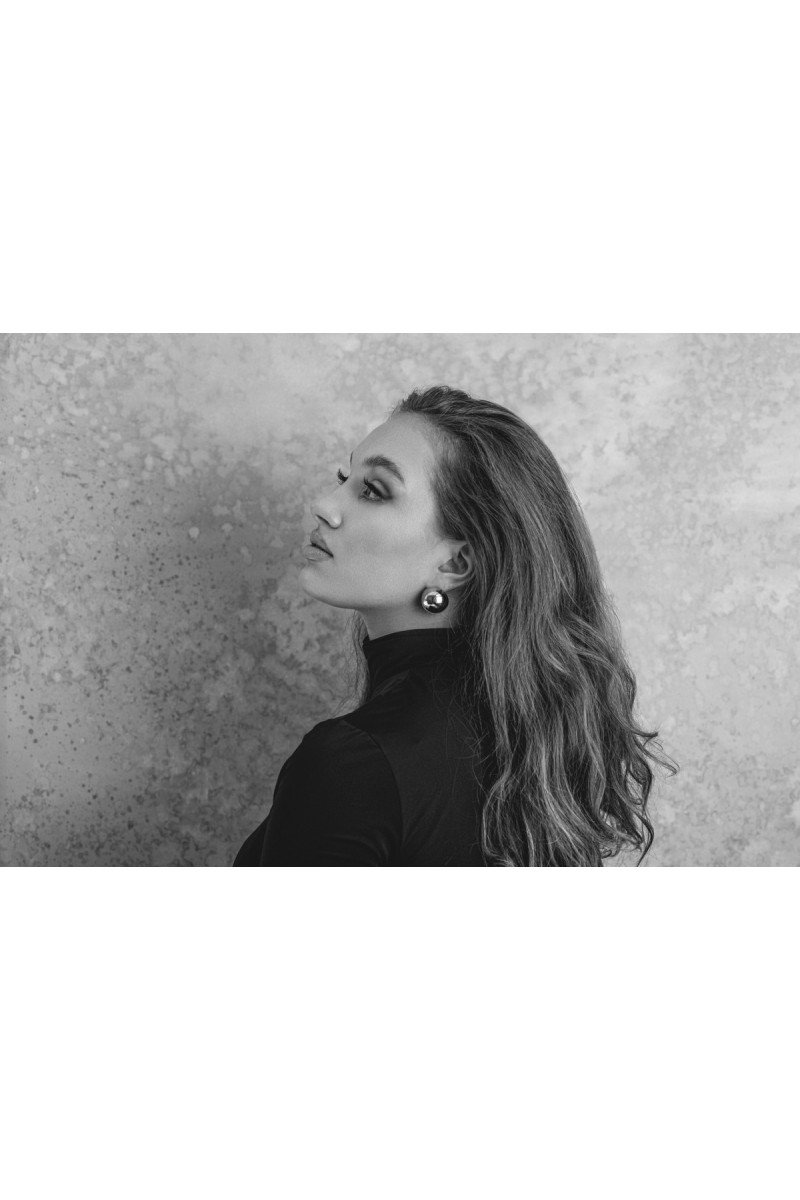 Silver stainless steel half-sphere stud earrings