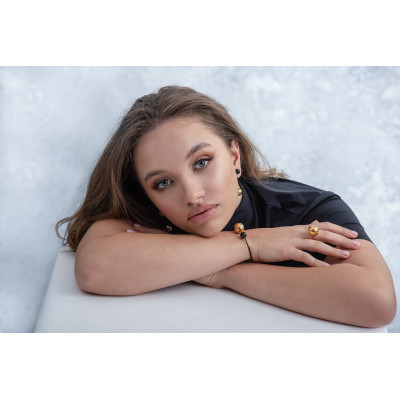 Modern black and gold stainless steel bracelet with spheres 2