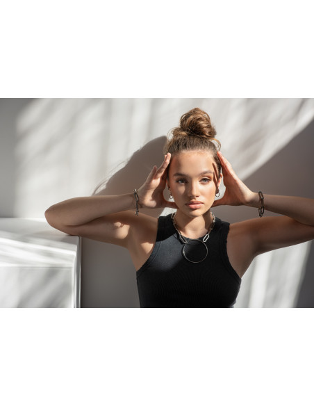 Delicate round silver stainless steel hoop earrings