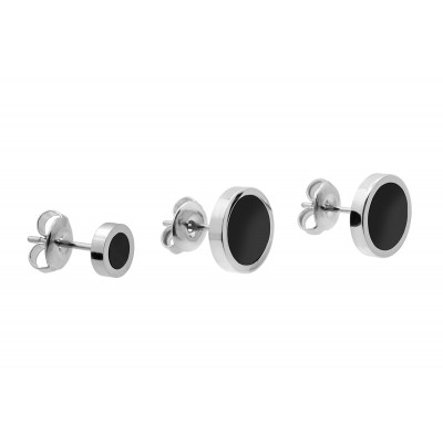 Stainless steel earring set in silver and black – elegant minimalist jewelry