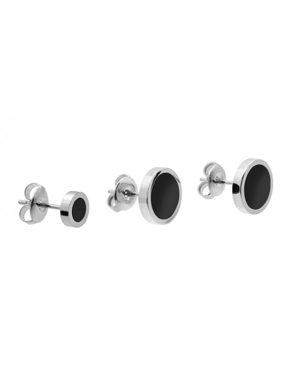 Stainless steel earring set in silver and black – elegant minimalist jewelry