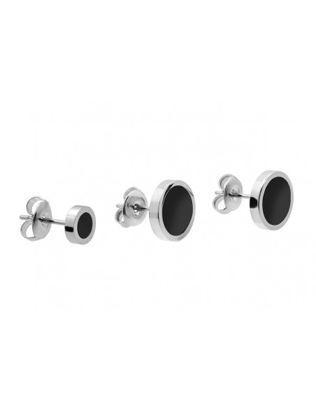 Stainless steel earring set in silver and black – elegant minimalist jewelry