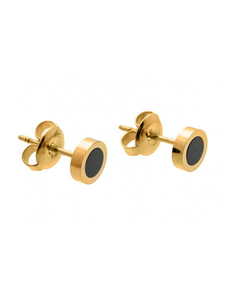 Delicate gold-plated stainless steel earrings in two tones – elegant minimalist jewelry design