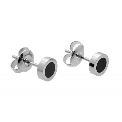 Delicate stainless steel earrings with black accent – elegant minimalist jewelry