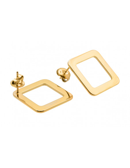 Gold-plated stainless steel square earrings fastened with a post