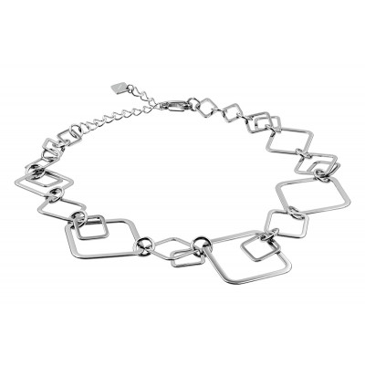 3D stainless steel necklace with movable geometric elements