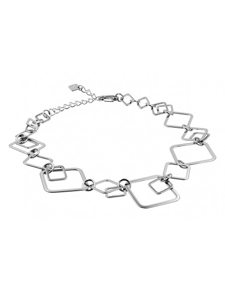 3D stainless steel necklace with movable geometric elements