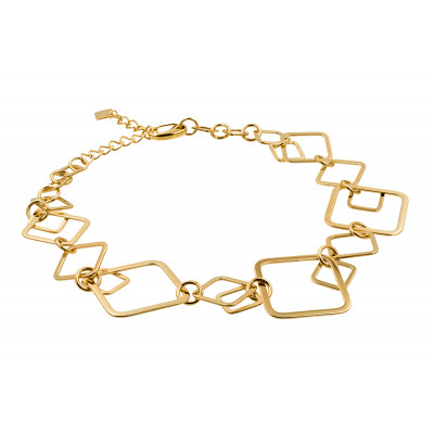 Gold-plated 3D stainless steel necklace with movable geometric elements