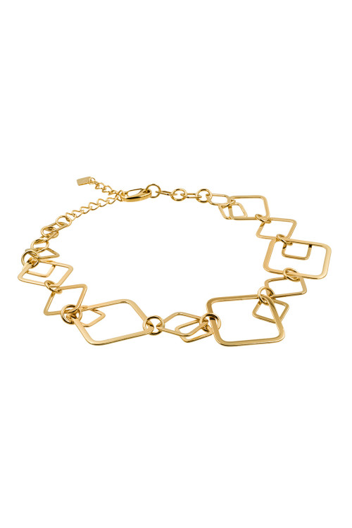 Gold-plated 3D stainless steel necklace with movable geometric elements