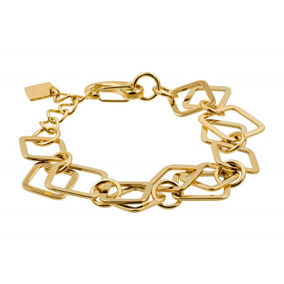 Gold-plated 3D stainless steel bracelet with movable geometric elements