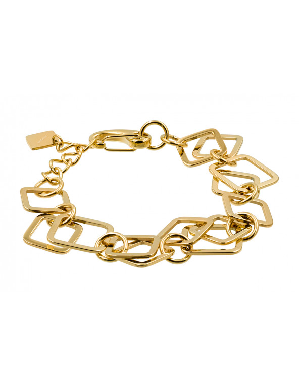 Gold-plated 3D stainless steel bracelet with movable geometric elements