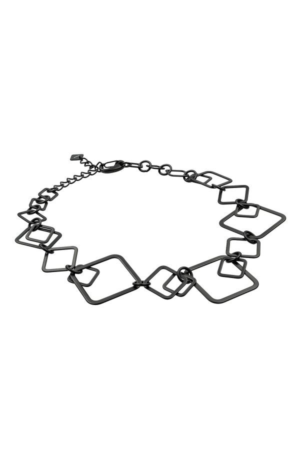 Black matte 3D stainless steel necklace with an elegant lobster clasp.