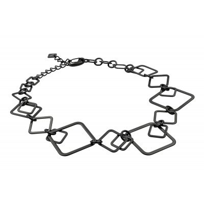 Black matte 3D stainless steel necklace with an elegant lobster clasp.