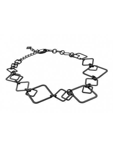Black matte 3D stainless steel necklace with an elegant lobster clasp.