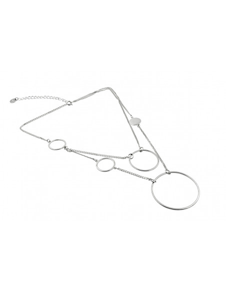 Delicate double Circle necklace made of stainless steel in gold or silver.