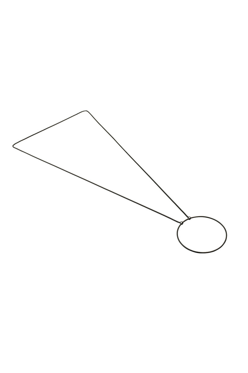 Long Circle necklace made of black matte stainless steel with a geometric design.