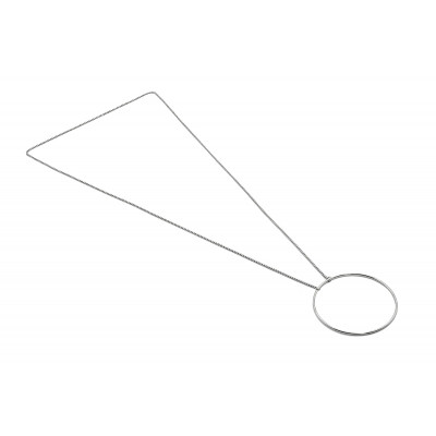 Long Circle stainless steel necklace in steel tone with a modern geometric design.