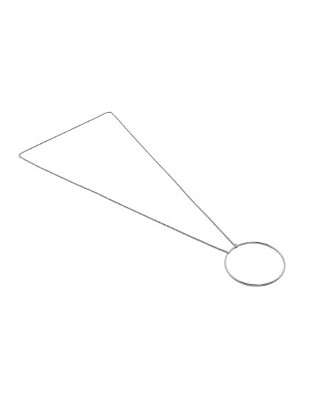 Long Circle stainless steel necklace in steel tone with a modern geometric design.