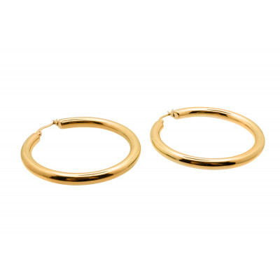 Large gold-plated stainless steel hoop earrings with a timeless and elegant design.