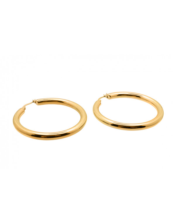 Large gold-plated stainless steel hoop earrings with a timeless and elegant design.