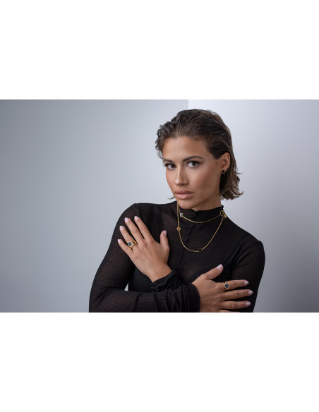 Gold-plated stainless steel earring set with black detail – elegant and minimalist jewelry