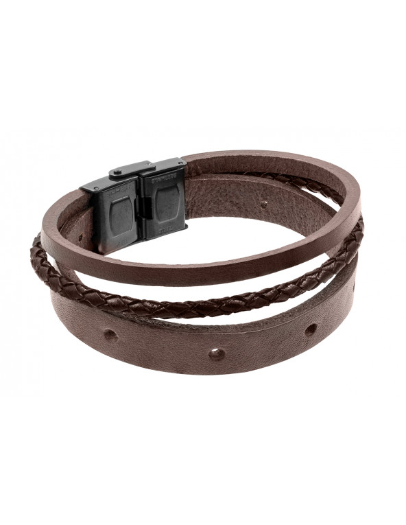 Men's simple and modern brown leather bracelet